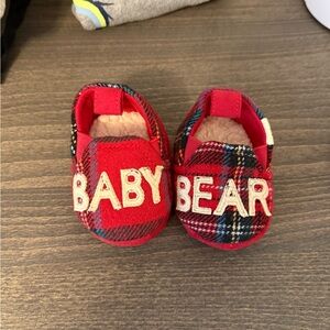 Dearfoams Red and Black Plaid Baby Shoes